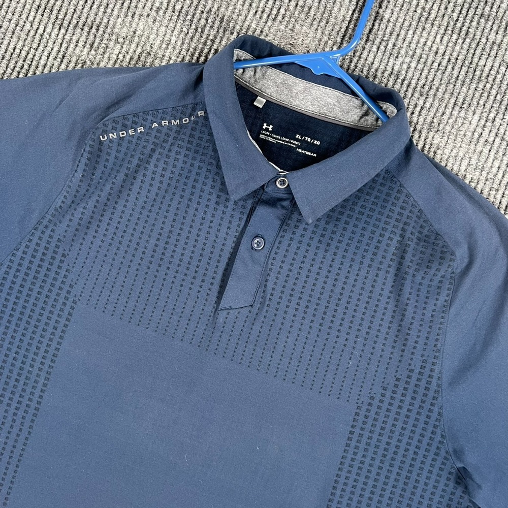 Under Armour Polo Shirt Mens XL Extra Large Blue Short Sleeve Heat Gear Loose
